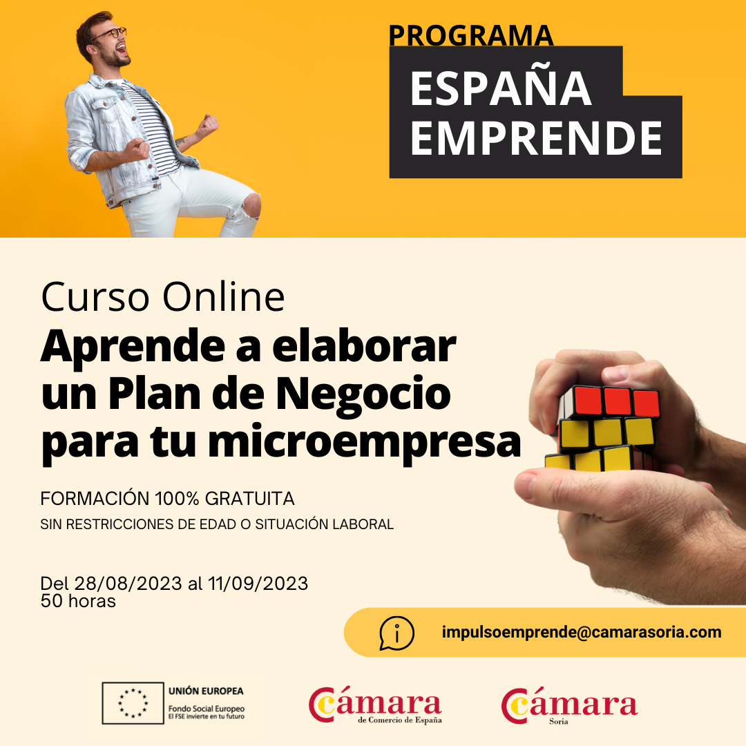 La Cámara se incorpora al programa España Emprende y organiza un curso online para que personas emprendedoras elaboren su propio plan de empresa